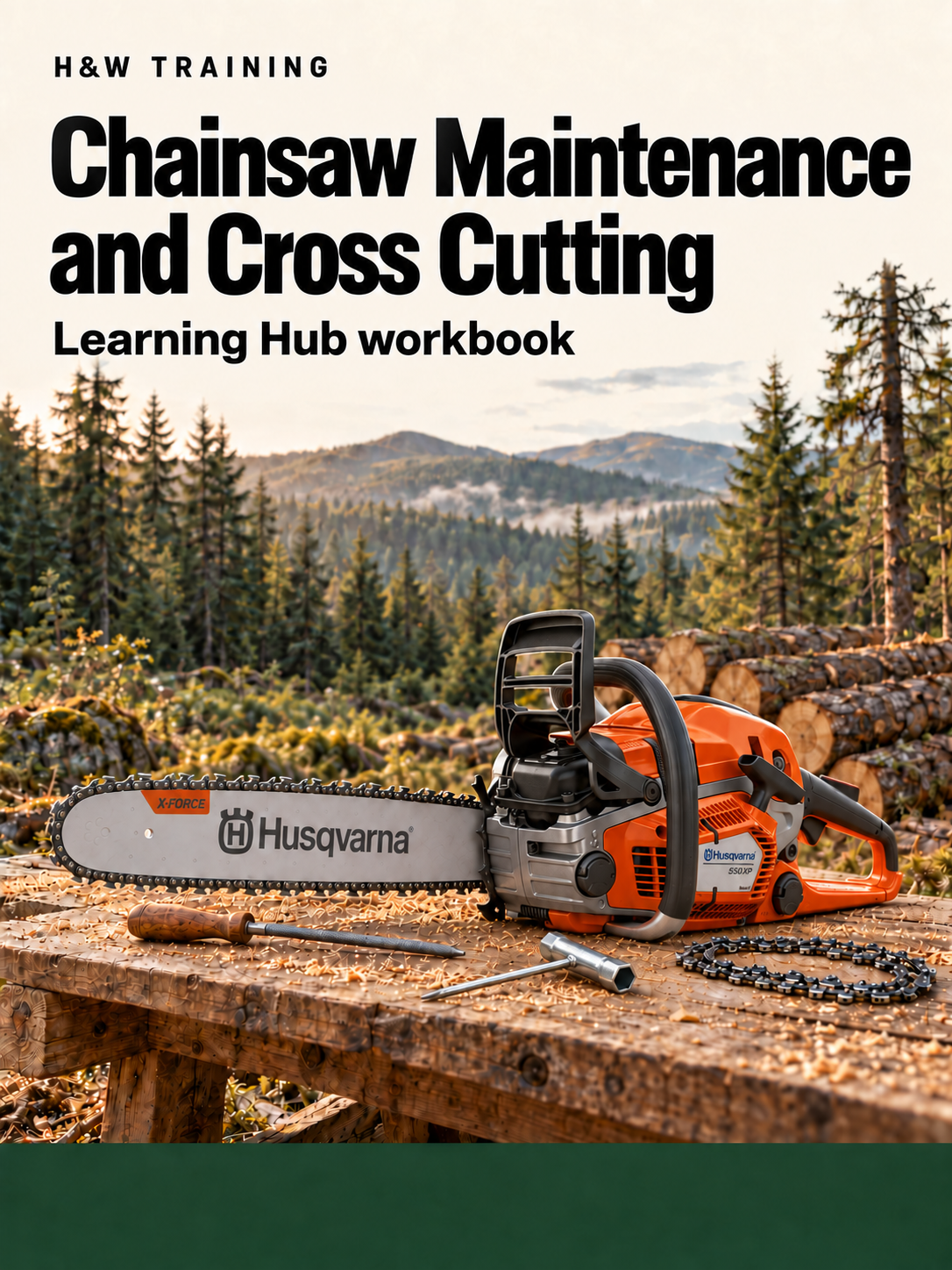 H&W Training Chainsaw Maintenance and Cross Cutting Learning Hub workbook cover